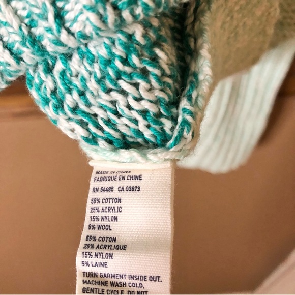 American Eagle 2 Tone Open Knit WoolBlend Sweater Green Medium - Picture 4 of 5